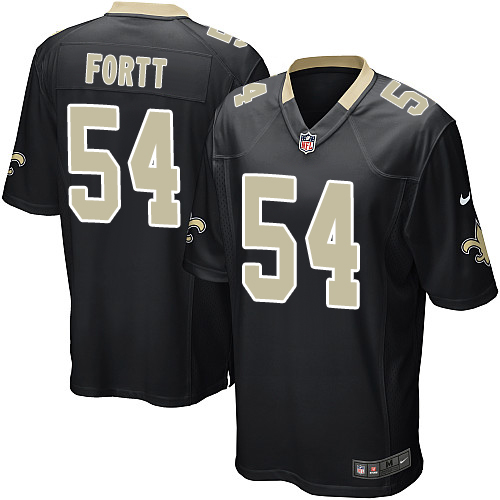 Men's Game Khairi Fortt Nike Jersey Black Home - #54 NFL New Orleans Saints